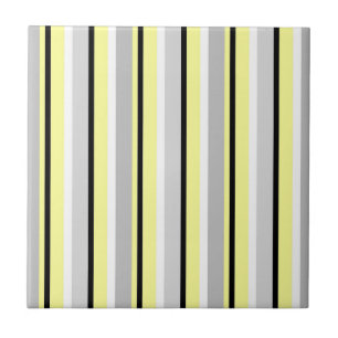 Azulejo Gris y Amarillo Rayado Elegante