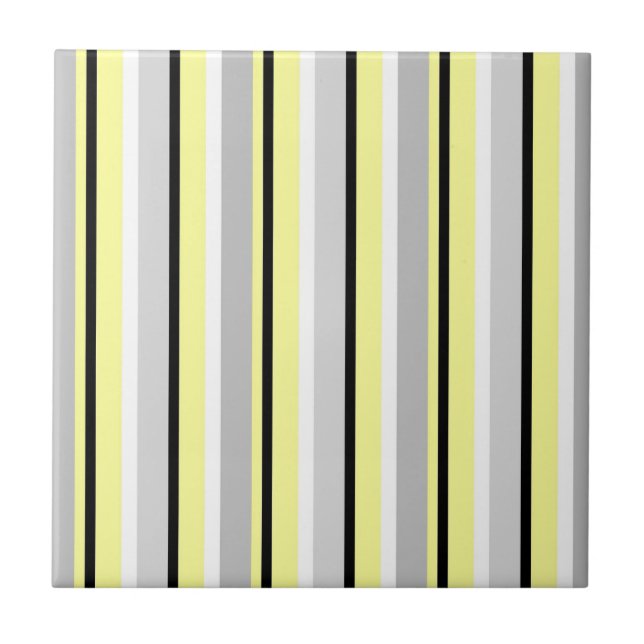 Azulejo Gris y Amarillo Rayado Elegante (Frente)