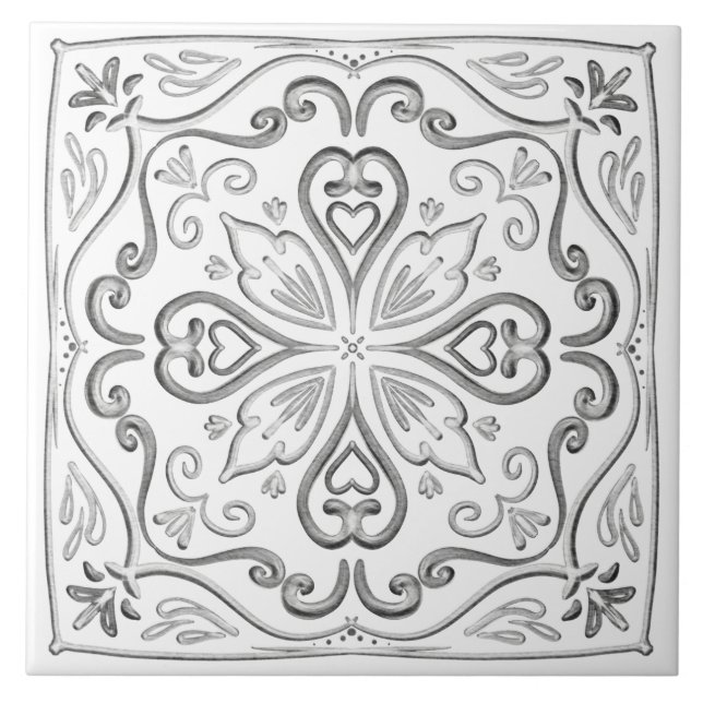 Azulejo Gris y blanco vintage (Frente)