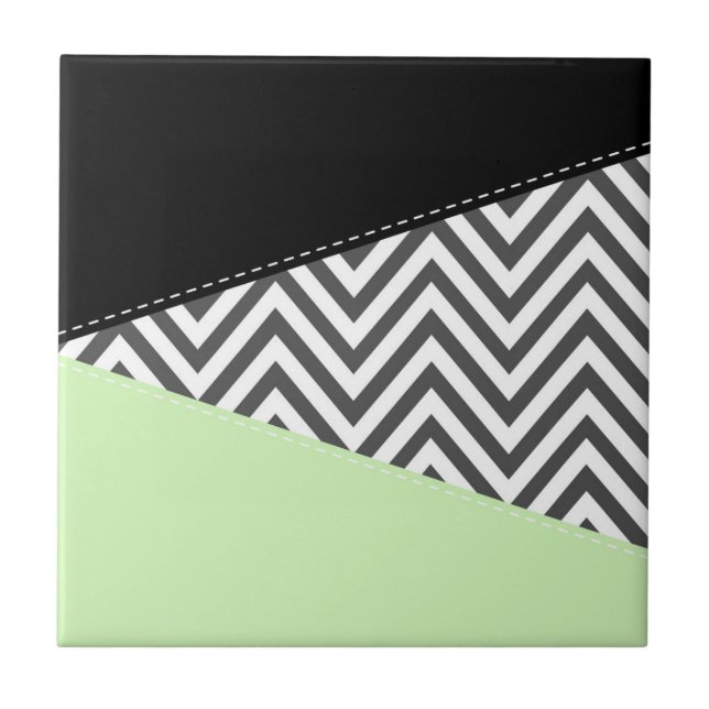 Azulejo Gris Zigzag, Gris Chevron, Zigzag Pattern, Mint (Frente)