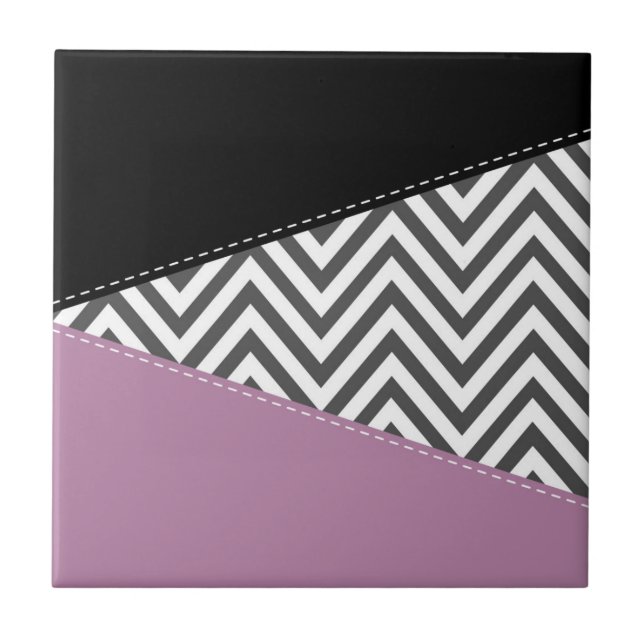 Azulejo Gris Zigzag, Gris Chevron, Zigzag Pattern, Púrpura (Frente)
