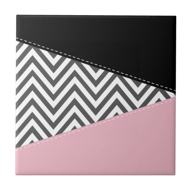 Azulejo Gris Zigzag, Gris Chevron, Zigzag Pattern, Rosa (Frente)