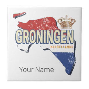 Azulejo Groningen Países Bajos Mapa Retro Vintage Holandés