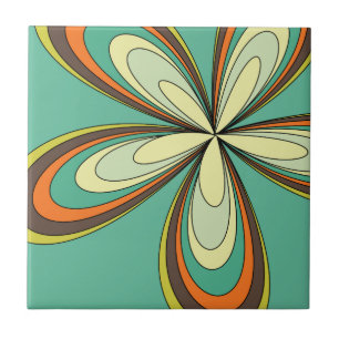 Azulejo Groovy 60's 70 Hippie Flor Turquesa Retro Daisy