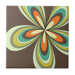 Azulejo Groovy 60's 70s Hippie Flor marrón Retro Daisy