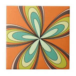 Azulejo Groovy 60's 70s Hippie Flower Naranja Retro Daisy