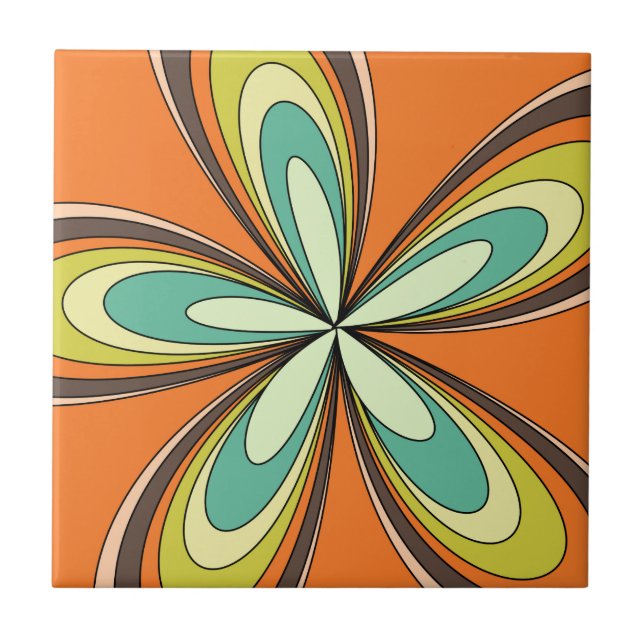 Azulejo Groovy 60's 70s Hippie Flower Naranja Retro Daisy (Frente)