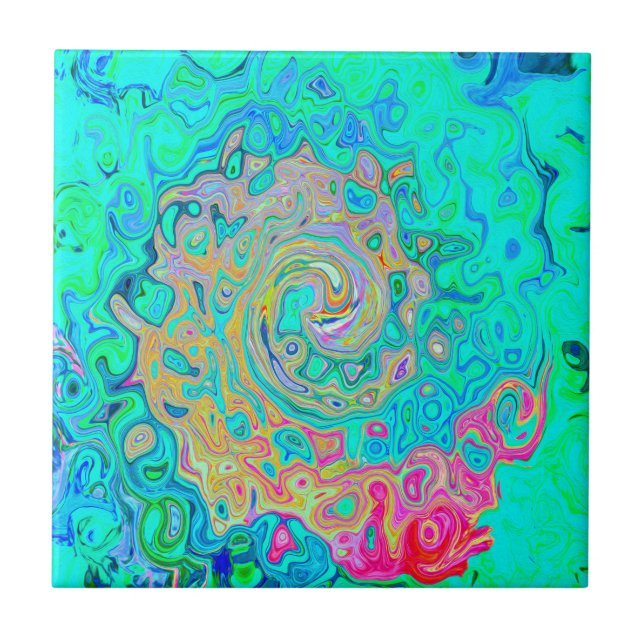Azulejo Groovy Abstract Retro Arcoiris Liquido Swirl (Frente)