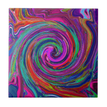 Groovy Abstracto Retro Magenta Oscuro Remolino de