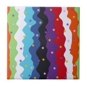Azulejo Groovy Celestial Stripe Bold Colorful Resumen