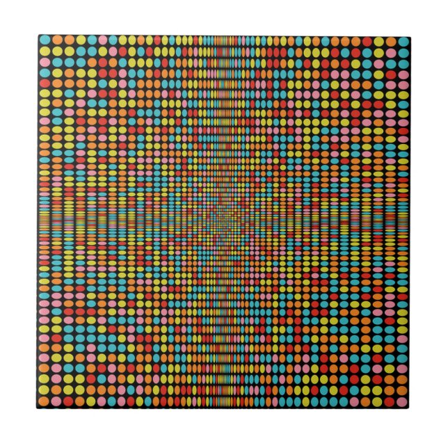 Azulejo Groovy Circle Tile - Arte retro para tu espacio! (Frente)