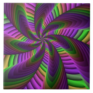 Azulejo Groovy Energetic Colorful Neon Fractal