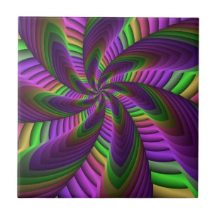 Azulejo Groovy Energetic Colorful Neon Fractal