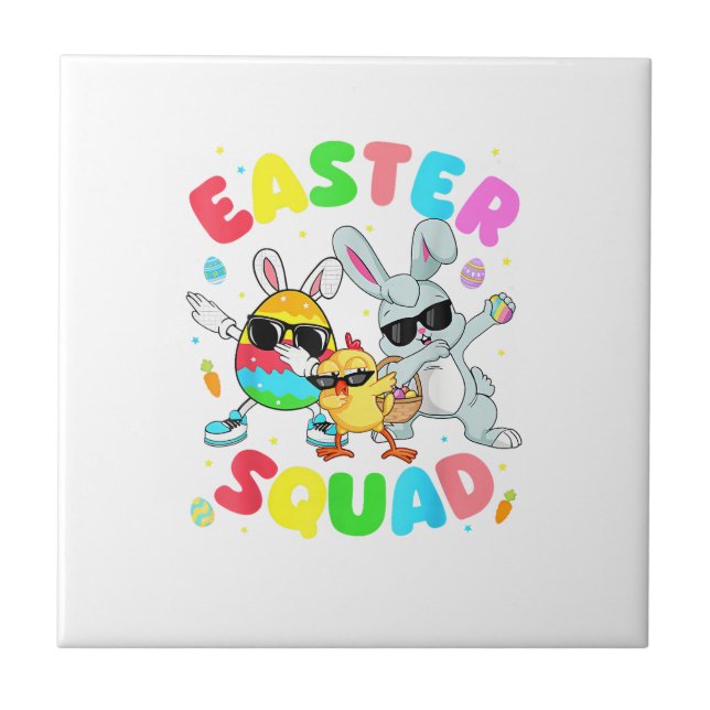 Azulejo Groovy Funny Rabbit Egg Chick Easter Squad Day Men (Frente)