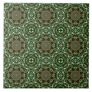 Azulejo Groovy Patrón de Mandala de Navidad Ornamentado y 