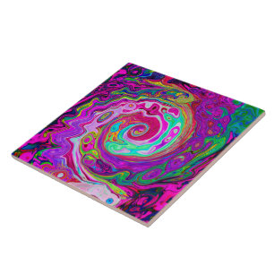 Azulejo Groovy Resumen Retro Magenta Giro Arcoiris