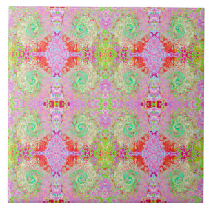 Azulejo Groovy Resumen Retro Pastel Bolsa Líquida Verde