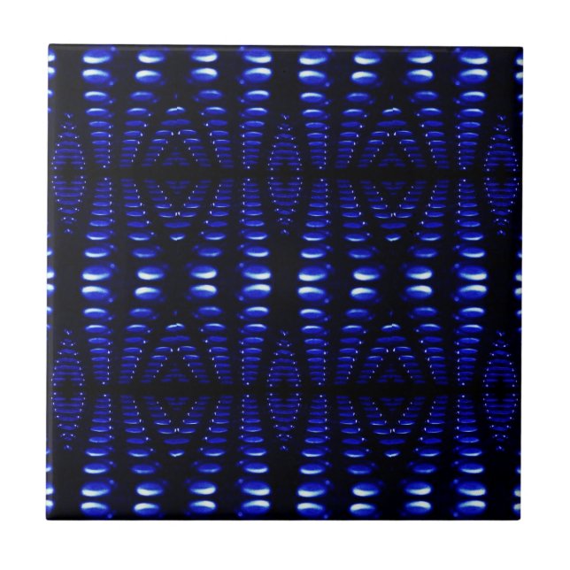 Azulejo Groovy Retro Cobalto Azul Lava Burbujas Tile (Frente)