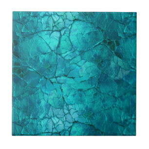 Azulejo Grullas intrincadas, líneas en Verde azulado y tur