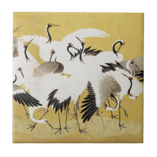 Azulejo Grullas Japonesas Vintage Pájaro Clásico