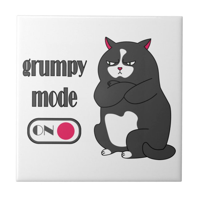 Azulejo Grumpy mode on funny fat cat  (Frente)