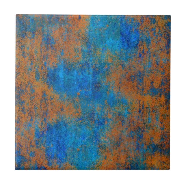 Azulejo Grunge Blue Copper Boho (Frente)