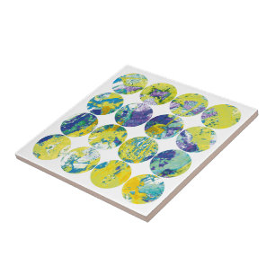 Azulejo Grunge Lunares Amarillo Azul Ácido Círculo Abstrac