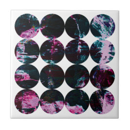 Azulejo Grunge Lunares Rosa Noir Círculo Negro Abstracto.