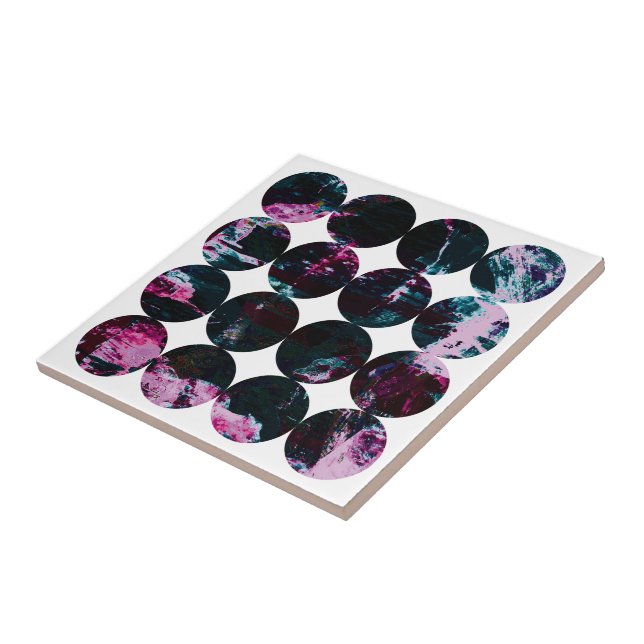Azulejo Grunge Polka Dot Pink Noir Circle Black Abstract. (Lado)