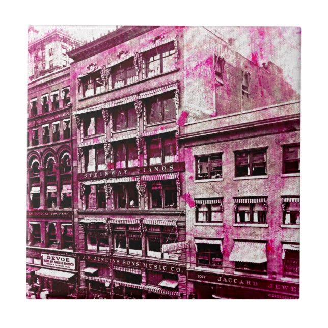 Azulejo Grunge rosa de Kansas City (Frente)