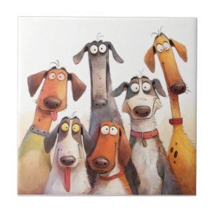 Azulejo Grupo de Perros Locos Divertidos