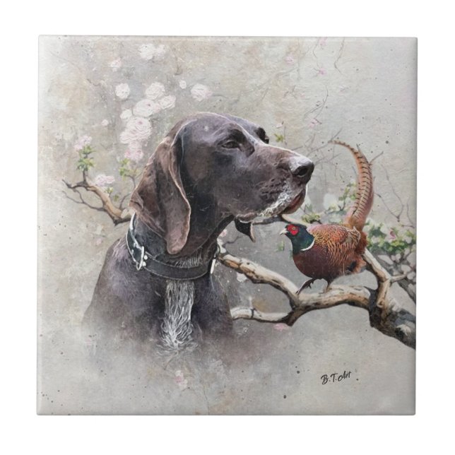 Azulejo GSP Hunting Art – Precision, Passion, and Pheasant (Frente)