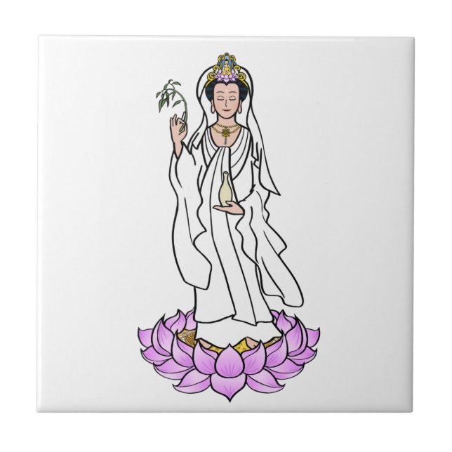 Azulejo Guan Yin Bodhisattva en Lotus (Frente)