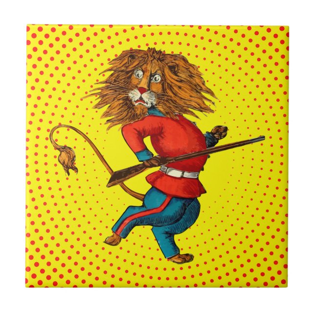 Azulejo Guardia Real Británica de Leones - Arte De Cómic R (Frente)