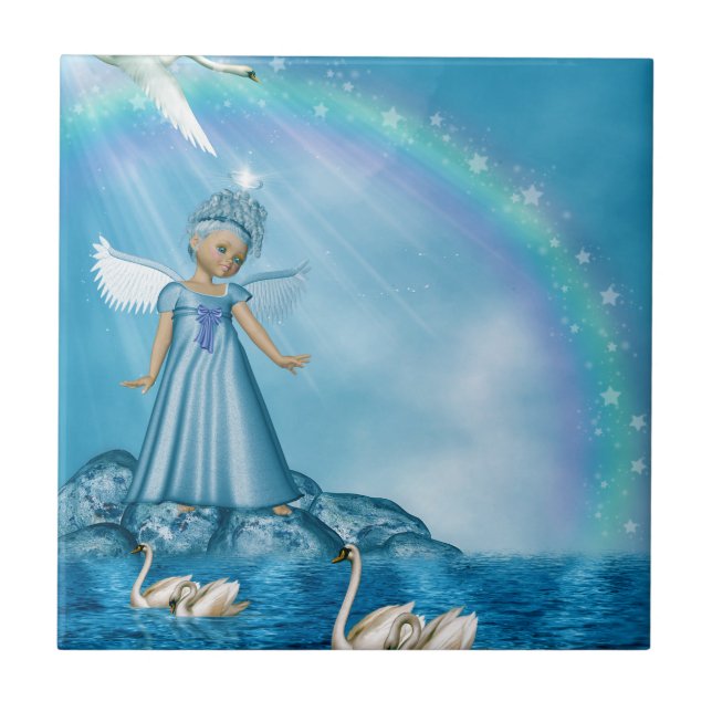 Azulejo Guardián de cisne celeste (Frente)