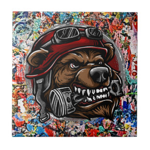 Azulejo Guay & Bold Art for Your Space - Retro de oso Bike
