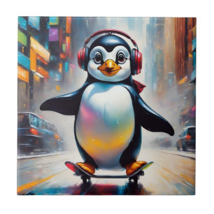 Azulejo Guay de pintura de arte digital pingüino