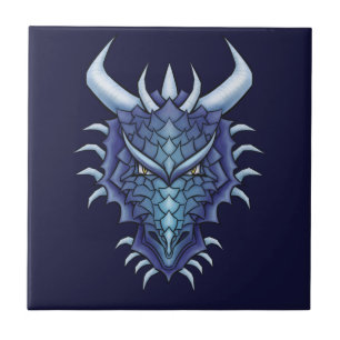 Azulejo Guay Dragon Art - Purple Blue Magagon Dragon Head