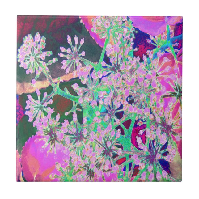 Azulejo Guay Resumen de la naturaleza retro en verde rosa  (Frente)