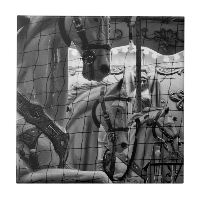 Azulejo Guay, urbana, moderna foto de caballos de carrusel (Frente)