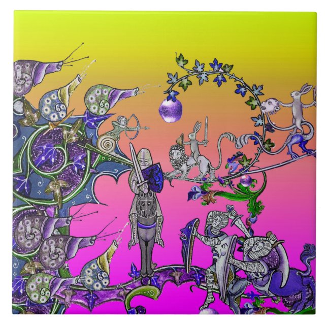 AZULEJO GUERRA BESTIARIA MEDIEVAL, COLCHAS, SILLONES GIGAN (Frente)