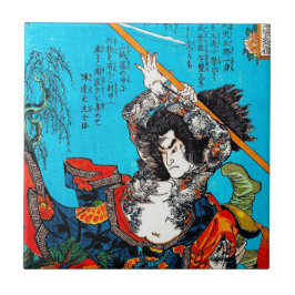 Azulejo Guerrero antiguo japonés oriental fresco Jo del sa