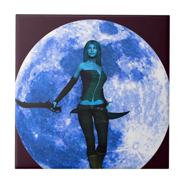 Azulejo Guerrero de la Luna Azul (Frente)