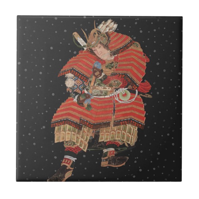 Azulejo Guerrero samurai vintage arte japonés (Frente)