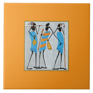 Azulejo Guerreros masái, Kenia, arte africano