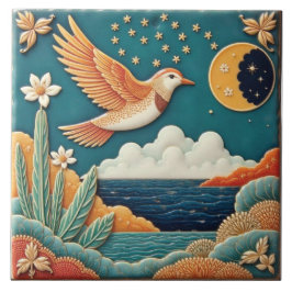 Azulejo Guía del pájaro y la media luna