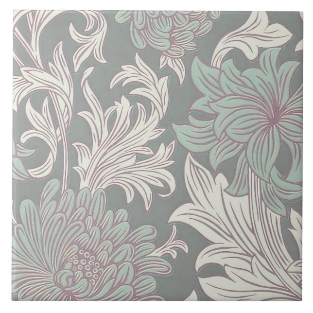 Azulejo Guillermo Morris Chrysanthemum Pattern Cerámica Ti (Frente)