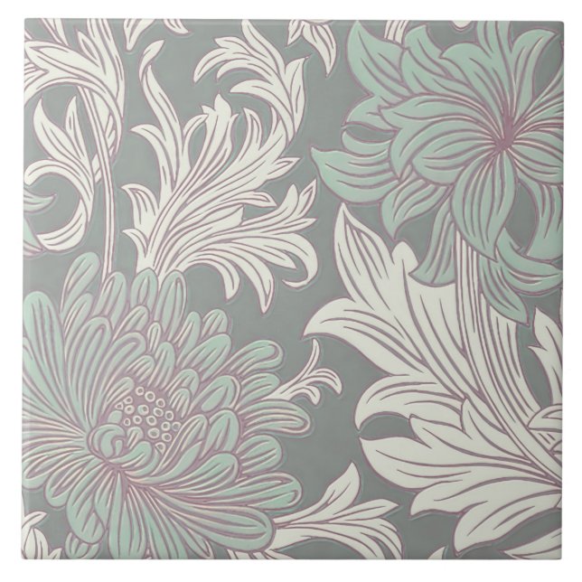 Azulejo Guillermo Morris Chrysanthemum Pattern Cerámica Ti (Frente)