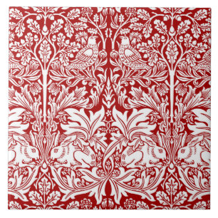 Azulejo Guillermo Morris Conejo Rojo y Blanco