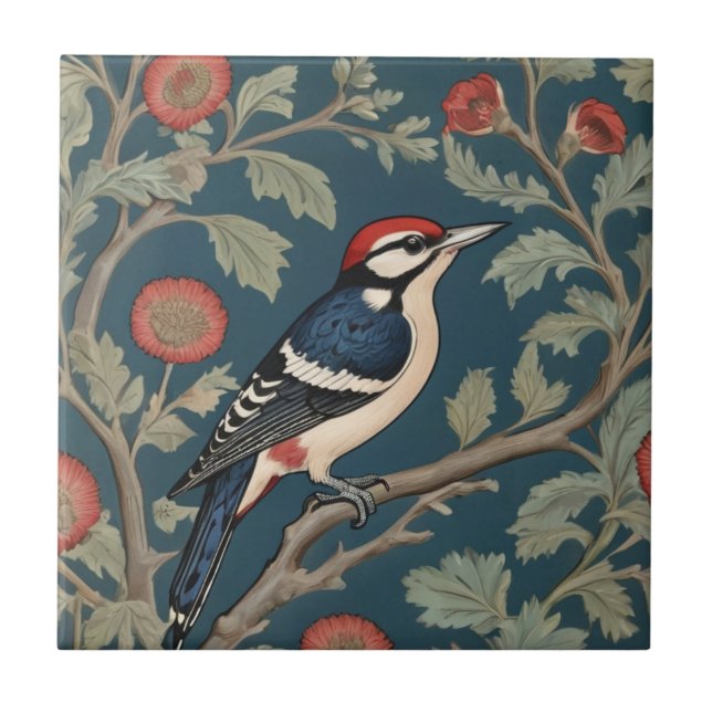 Azulejo Guillermo Morris Gran pájaro carpintero (Frente)